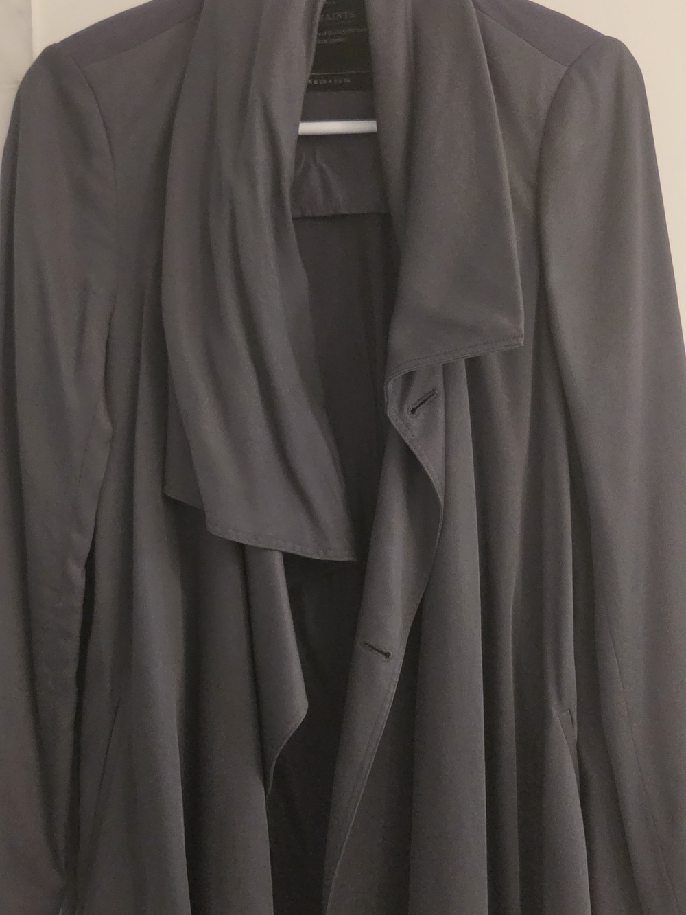 AllSaints Black Draped Trench Coat